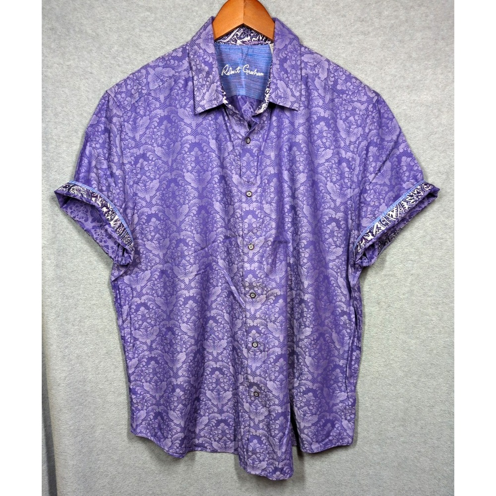 ROBERT GRAHAM 3XL Short Sleeve Shirt Purple Floral